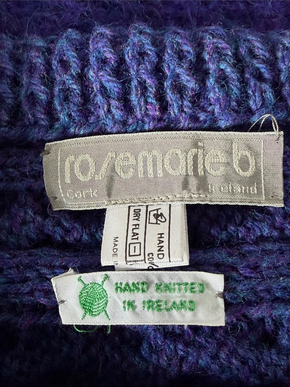 VTG Rosemarie B Hand Knit Irish Landscape Mohair Wool Cardigan Size XL - Picture 8 of 13